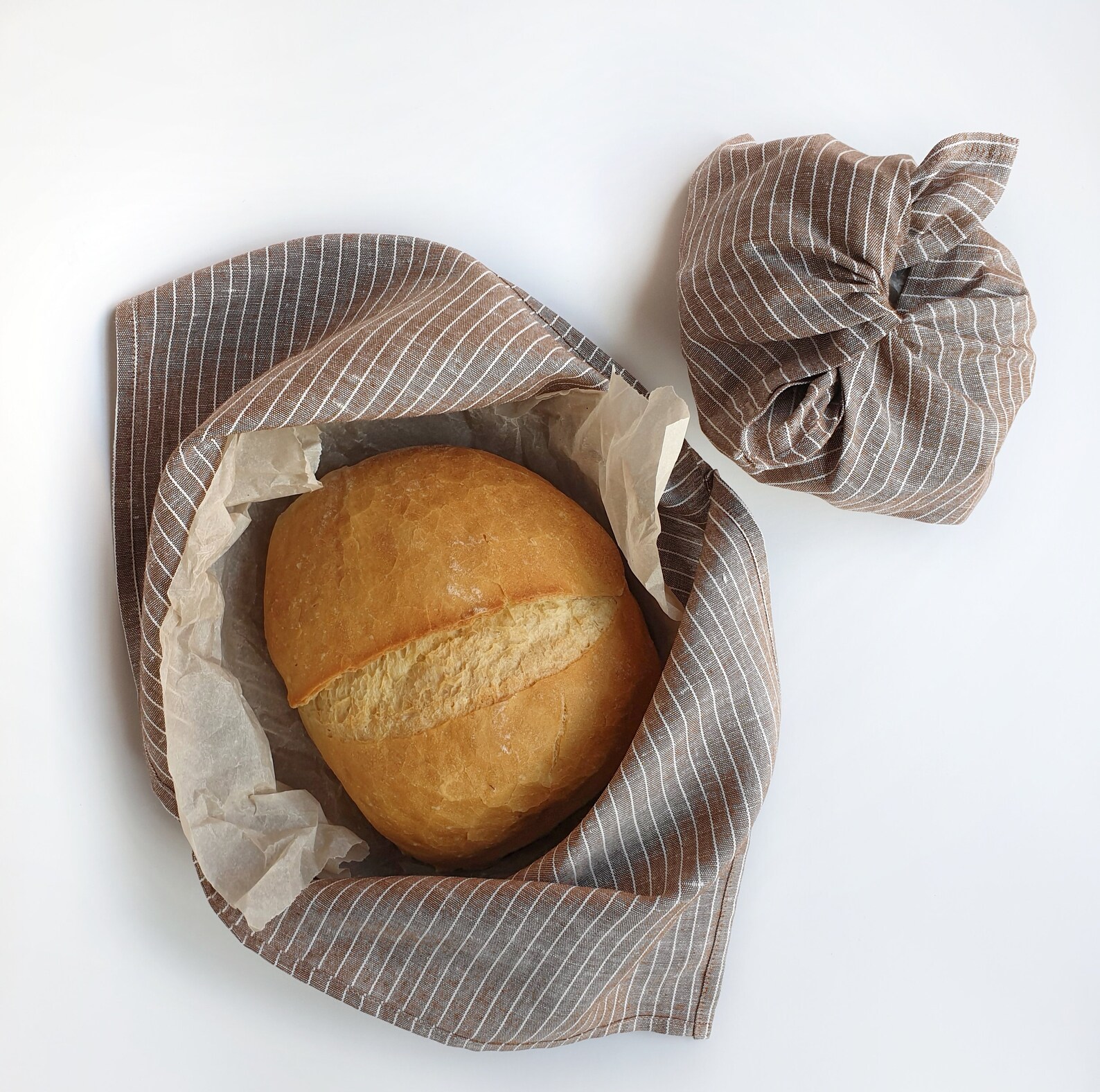 Sourdough bread bag linen natural brown striped. Baker gifts Etsy