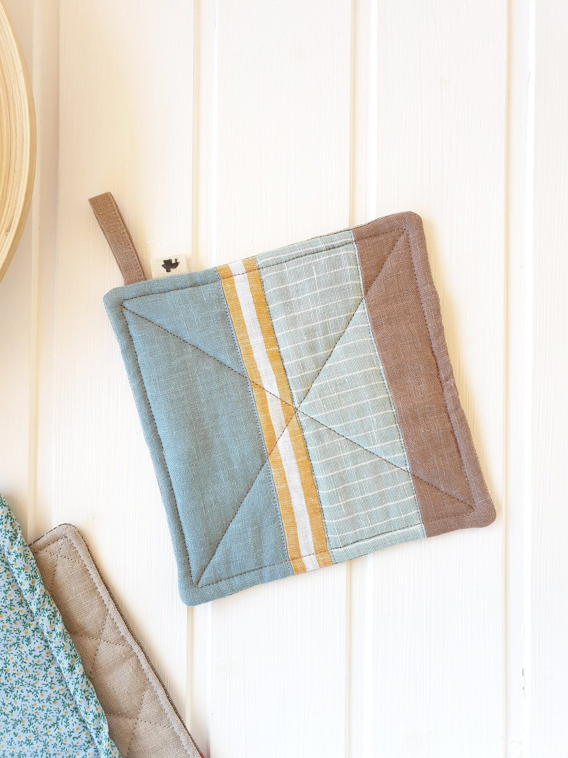 Blaue Leinen Topfhalter. Topflappen im Seestil. Plastikfreie | Etsy