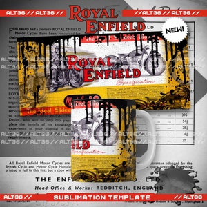 Classic Motorcycle ROYAL ENFIELD Motorcycles MUG Vintage Design Sublimation Mug Template Oil Sublimation Digital New Instant Download