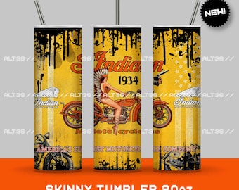 Digitales DESIGN Indian Motorcycle 20oz Skinny Tumbler, Sublimationsdesigns für Straight/Tapered Tumbler PNG Datei Digitaler Download