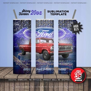 Digital design 1972 Ford F-250 20oz Skinny Tumbler, Sublimation Designs for Straight/Tapered Tumbler PNG File Digital Download