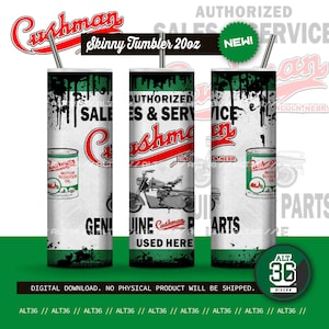 Digital design CUSHMAN Motor Scooter Vintage 20oz Skinny Tumbler, Sublimation Designs for Straight/Tapered Tumbler
