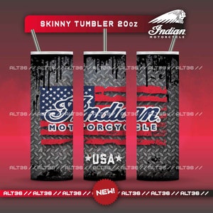 Digital DESIGN Indian Motorcycle 20oz Skinny Tumbler, Sublimation Designs for Straight/Tapered Tumbler PNG File Digital Download