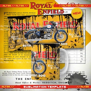 Classic Motorcycle ROYAL ENFIELD Motorcycles MUG Vintage Design Sublimation Mug Template Oil Sublimation Digital New Instant Download