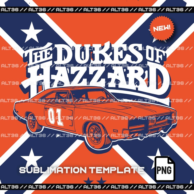 The Dukes of Hazzard Sublimation Template PNG Sublimation - Etsy