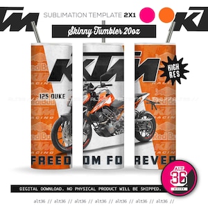 2X1 KTM 125 motorcycle 20oz Skinny Tumbler, Sublimation Designs for Straight/Tapered Tumbler PNG File Digital Download
