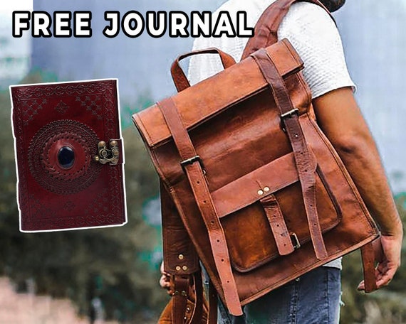 personalized leather backpack