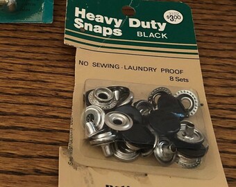 Vintage 5/8-inch Black Snap Fasteners (unopened package; qty 8)