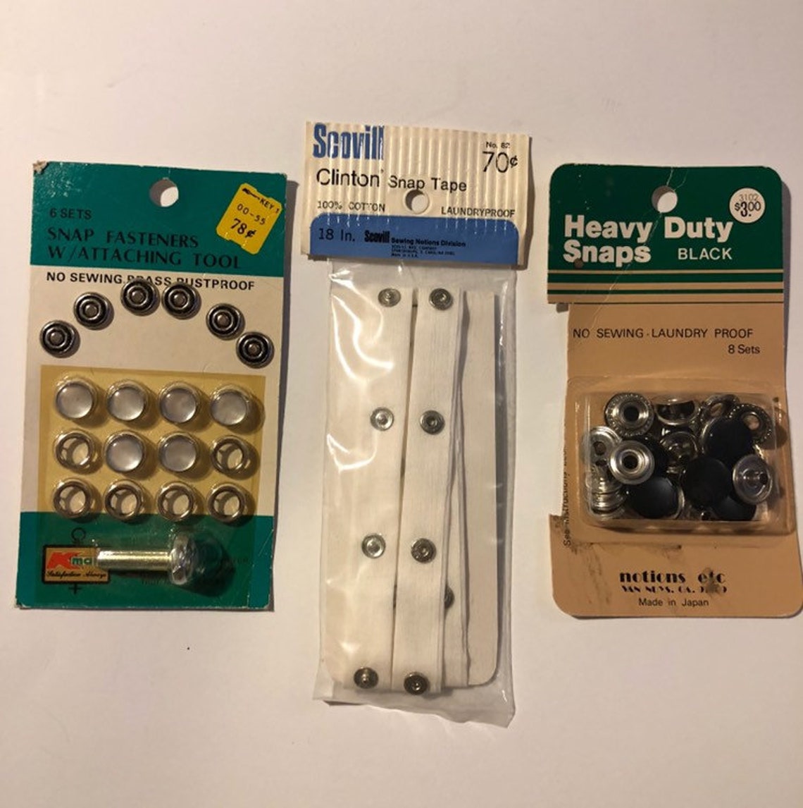 Vintage Snap Fasteners lot of 3 Unopened Packages Etsy