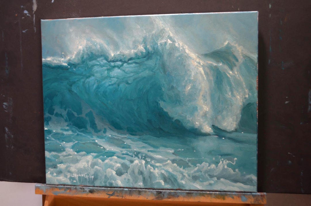 Original Close-up Curling Ocean Wave Seascape Oil Painting - Etsy
