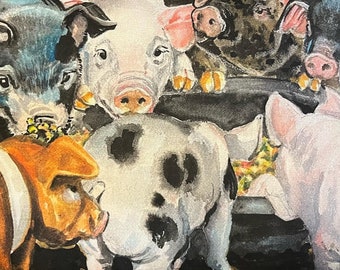 ChowTime Pig Piggies Decorative Throw Pillow