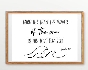 Lámina infantil de olas del océano, decoración playera cristiana (descarga digital)