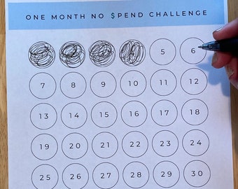Desafío de no gastar imprimible: Seguimiento de ahorros de un mes (descarga digital)