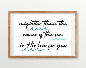 Lámina infantil con temática oceánica, arte cristiano para dormitorio infantil (descarga digital)