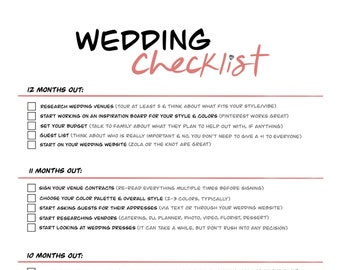 Lista de verificación para el planificador de bodas, cuenta regresiva imprimible para la novia (descarga digital)