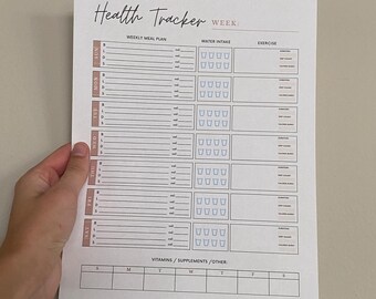 Seguimiento personal de la salud: comidas, ejercicio, etc. Imprimible