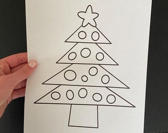 Página para colorear de árbol de Navidad, imprimible (descarga digital)