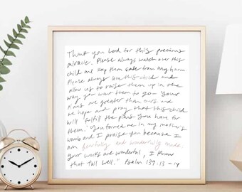 Gracias Señor por este precioso milagro - Salmo 139: 13-14 — Arte mural cristiano