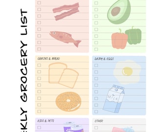 Planificador semanal de la lista de compras - Descarga imprimible