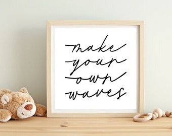 Lámina "Crea tus propias olas", decoración oceánica para habitación infantil (descarga digital)