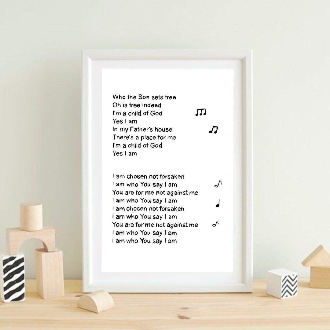 I am who you say i am song lyrics wall art printable etsy