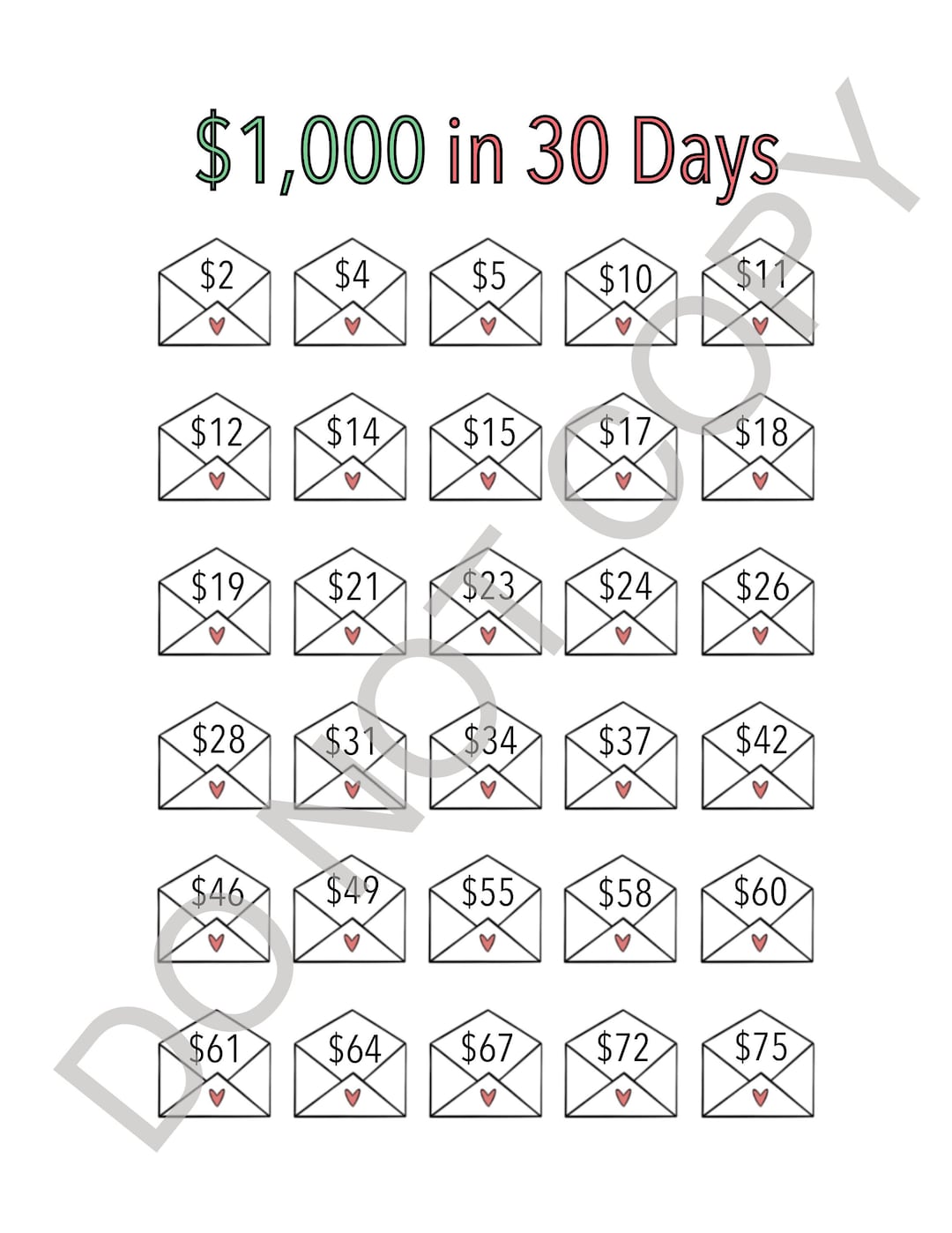 ENVELOPE SAVINGS CHALLENGE Printable Envelope Savings Challenge Easy ENVELOPE SAVINGS CHALLENGE Printable Envelope Savings Challenge Easy