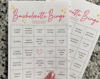 Juego de bingo para despedidas de soltera: preguntas divertidas para la despedida de soltera (descarga digital)