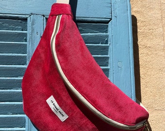 BANANE XL - Velours côtelé rouge framboise