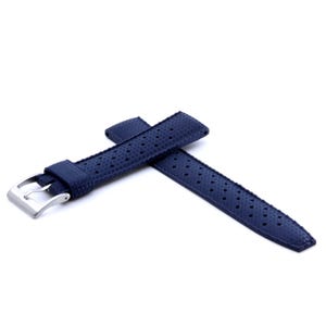 Blue Perforated Rubber Watch Strap | 20mm, 22mm