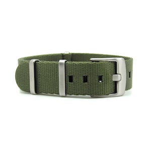 Pulseira de relógio com passagem para cinto de segurança | Verde-exército | Qualidade premium | 20 mm 22 mm