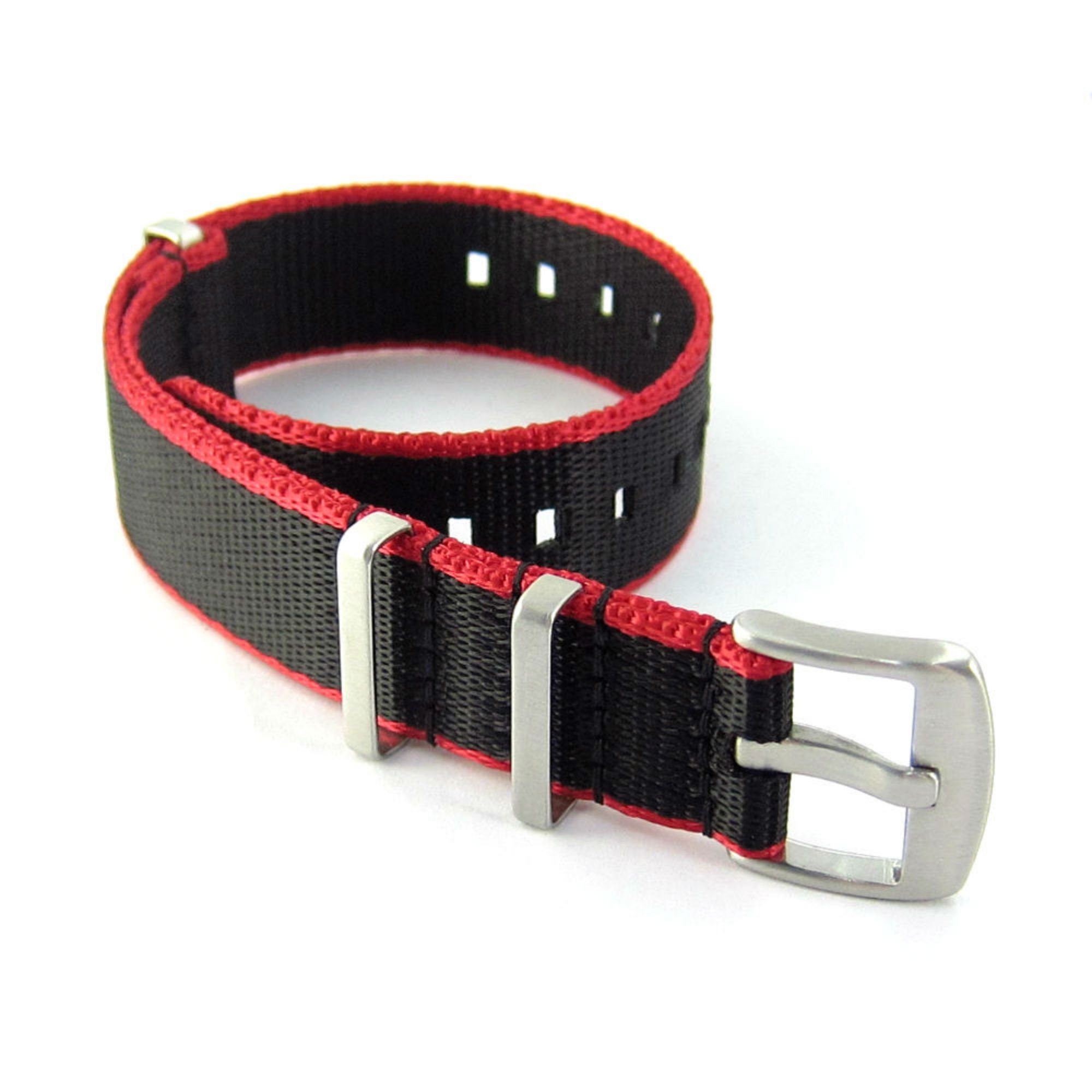 Seat Belt Passthrough Watch Strap Black With Red Edge Premium Quality