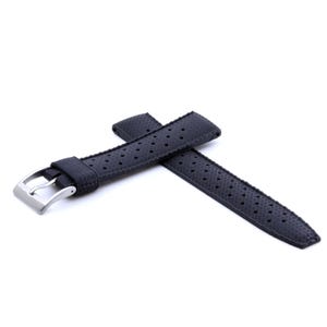Black Perforated Rubber Watch Strap | 20mm, 22mm
