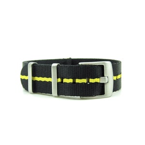 Seat Belt Pass-Through Watch Strap | Black and Yellow | Premium Quality | 20mm 22mm