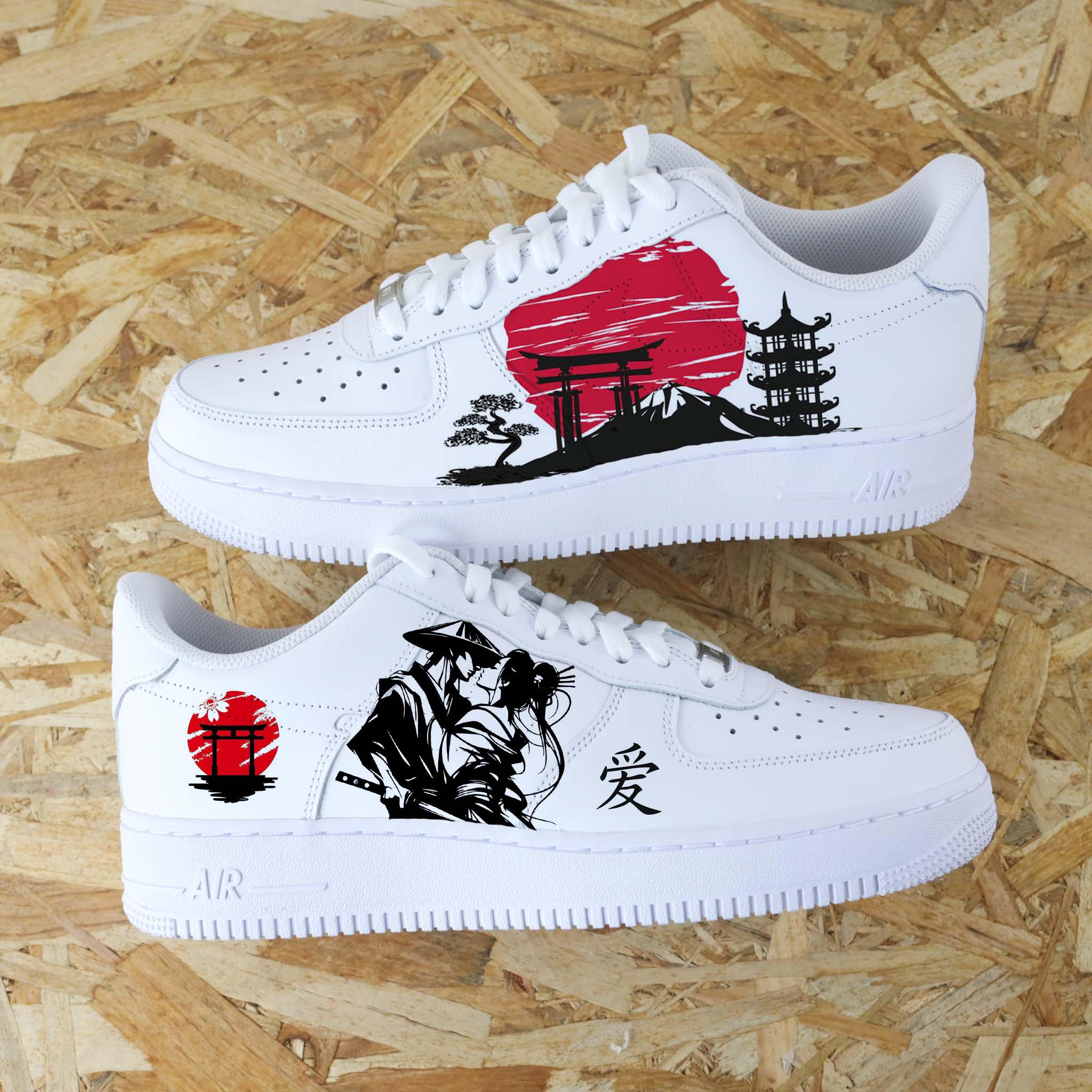 日本の伝統的なデザインを手描きしたカスタムAF1エアフォース1