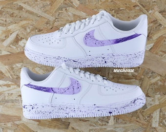 Scarpe da ginnastica con schizzi di vernice unisex Air Force 1 swoosh splash viola