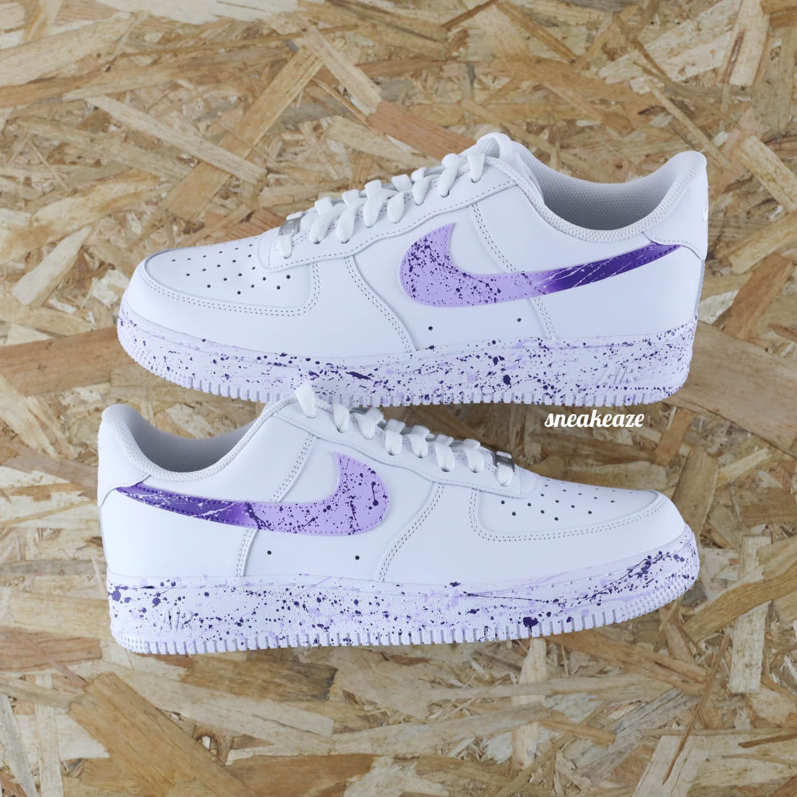Zapatillas Air Force 1 Customs Swoosh Splash color morado unisex con salpicaduras de pintura Etsy Mexico