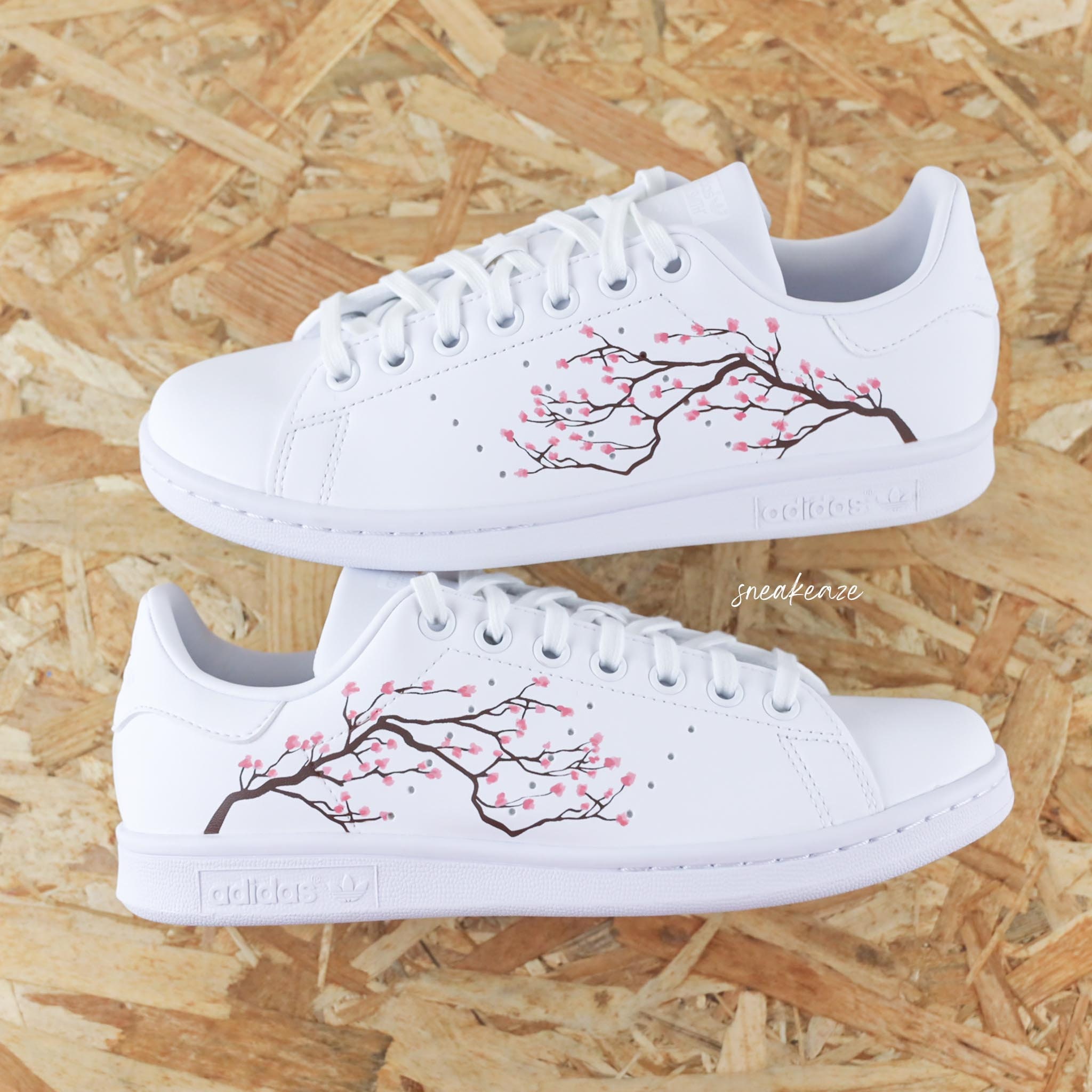 Stan Smith Custom Sakura Cherry Blossom Hand Painted Cherry Blossom Sneakers