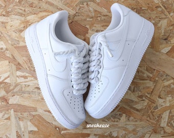 Baskets Air Force 1 custom rope laces blanc