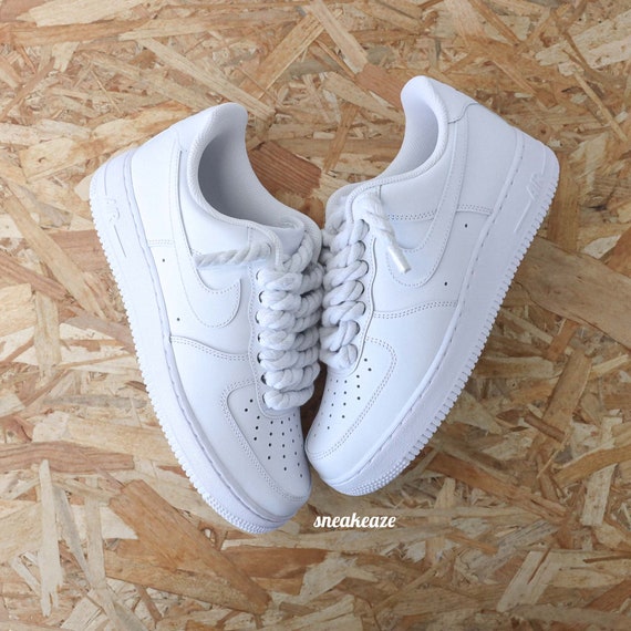 Air Force 1 Custom Rope Laces Sneakers White - Sneakers With Large