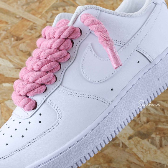 Air Force 1 Custom Rope Laces Pink Sneakers - Etsy