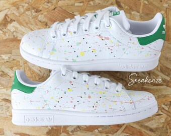 baskets stan smith custom splash pastel peints à la main