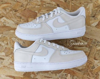 Baskets AF1 custom air force 1 enfants et bébés beige clair toddler