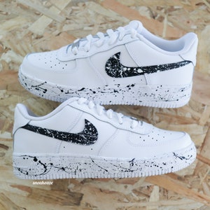 Baskets Air Force 1 custom splash éclaboussures de peinture noir et blanc unisexe