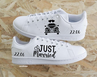 baskets stan smith personnalisées Custom personnalisation date du mariage wedding unisexe