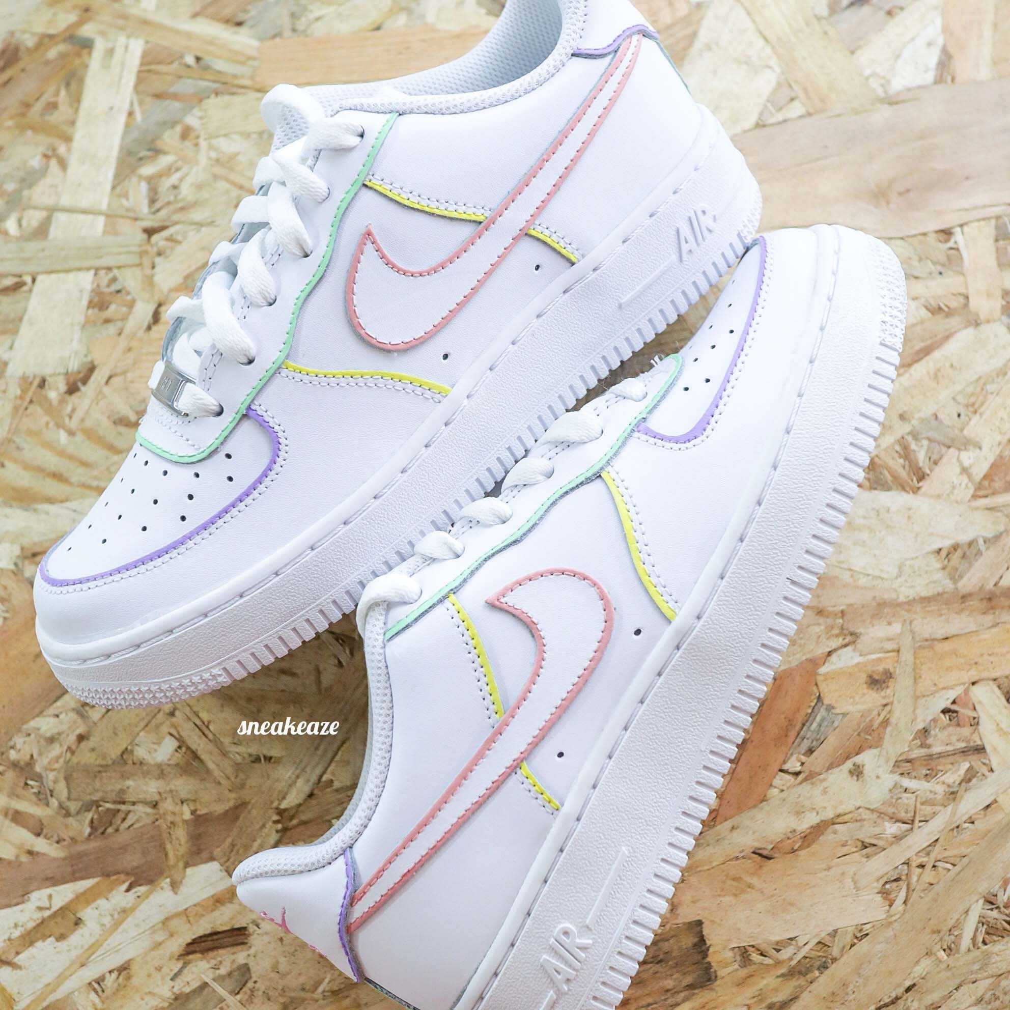 Air Force 1 Outline Customs Pastel Color Unisex Sneakers Etsy