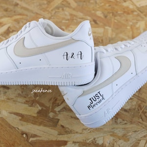 WEDDING Custom Sneakers Air Force 1 Custom wedding just married unisex