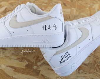 HOCHZEIT Personalisierte Sneakers Air Force 1 Custom Wedding Just Married Unisex