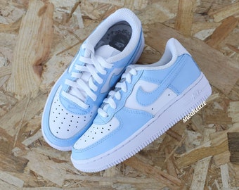 Baskets AF1 custom air force 1 enfants et bébés unc blue toddler