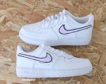 personalized sneakers Air Force 1 child Custom cartoon swoosh lila pastel toddler