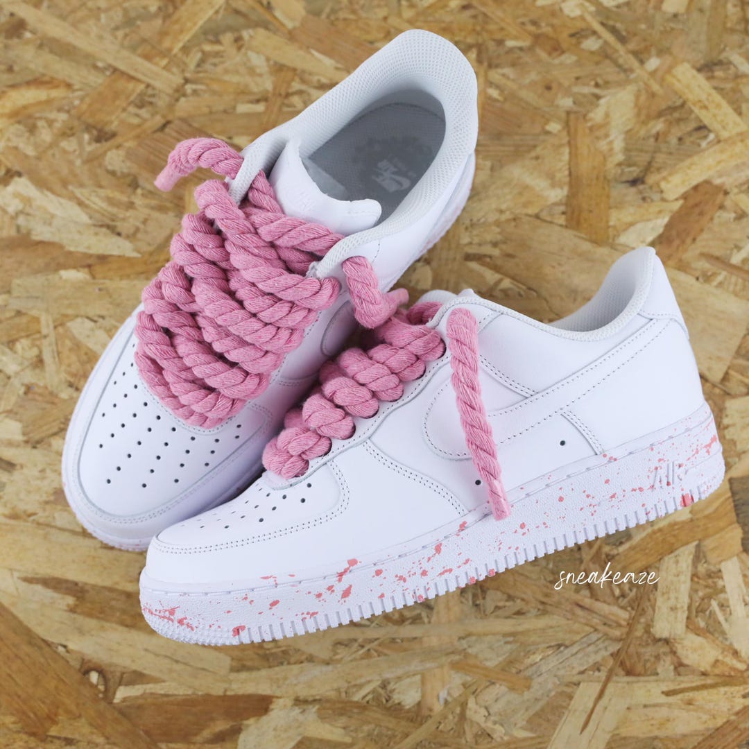 Nike Air Force 1 ピンク　ロープカスタム スニーカー エア フォース 1 スプラッシュ カスタム ロープ レース